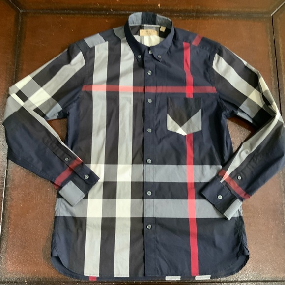 Burberry Men's Navy Plaid Shirt - Picture 2 of 3